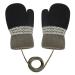 Toddler Kids Winter Warm Thick Plush Short Knitted Gloves With String for 1-3Yrs Black&brown