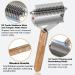 2-in-1 Pet Grooming Brush | Dematting Comb & Deshedding Tool for Dogs & Cats | Pain-Free Grooming | Stainless Steel with Wooden Handle - Buy Online on GoSupps.com