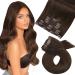 Moresoo Clip in Hair Extension Dark Brown Real Hair Extensions Clip in Human Hair 24 Inch Brown Clip in Extensions Thick 7 Pieces/120g #4 60 cm #4