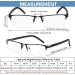 Anourney 3-Pack Men's Lightweight Metal Half-Frame Blue Light Blocking Reading Glasses 1.25x - Black - Buy Online on GoSupps.com