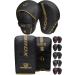 RDX Boxing Pads and Bag Gloves Set, Maya Hide Leather Kara Hook and Jab Training Pads, Curved Focus Mitts for MMA, Muay Thai, Kickboxing Coaching, Martial Arts, Punching Hand Target Strike Shield GOLDEN