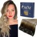 Fshine clip in hair extensions human hair 30cm 3pcs ombre dark brown blend to light brown highlights gold blonde human hair clip in extensions 50g #3/8/2 3.4 clip #3/8/22 30cm