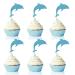 Trelsan 24 Piece Dolphin Cupcake Toppers - Blue Glitter Cupcake Toppers - Baby Shower - Birthday Party Sea Creature Themed Cake Toppers