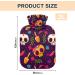 Hot Water Bottle with Sugar Skull Cover | 2L Pain Relief & Hand Warming Premium Heating Bags - Buy Online on GoSupps.com