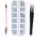 Flat Back AB Crystal Nail Art Rhinestones and Clear Crystal Rhinestones with Pick Up Tweezer and Rhinestone Picker Dotting Pen Professional Nail Art Gems for Nail Salon (1500 PCS 6 Sizes) (Pink) 1 Count (Pack of 1)