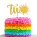 Sun Two Birthday Cake Topper - Single-sided Gold Glitter Sunshine 2nd Birthday Cake Smash Topper 2 Anniversary Party Decoration Photo Props 2 Anniversary Smash Cakes Topper. (Sun Two)