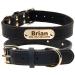 Tagme personalized dog collar made of leather with engraved name and telephone number/dog collar made of real leather for medium and large dogs/black L (1 Pack) black