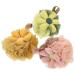 Healeved 3pcs Flower Bath Ball Mesh Pouf Bath Scrunchies Baby Sponge for Bathing Exfoliating Sponge Kids Loofah Bath Sponge Swirl Shower Puff Body Loofah Reusable Loofah Cute Puffs Child Pe
