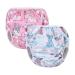 Vicloon baby swimming trousers (2 -part) swimming diaper reusable adjustable washable swimming diaper for small children from 0 to 3 years -pink unicorn/blue mermaid tail 2PCs (pink +blue)