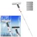RRRYYYZZ 75'' Spray Window Cleaning Kit with 4-Section Extension Pole 4 in 1 Window Washer Squeegee Kit Shower Squeegee for Glass Doors with Sewage Collector and 5 Pads