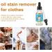 Skoulazeo Clothing Oil Stain Remover - Liquid Stain Remover Essence | 30ml Food Carpet Upholstery Spot Cleaner Professional Laundry Stain Remover - Buy Online on GoSupps.com