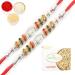 Ghasitaram Gifts Rakhi for Brother Rakhis Online-Set of 2-9884 Fancy Thread Rakhi with 400 GMS of Soan Papdi