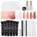 GAOY Poly Gel Nail Kit with U V Light Starter Kit, 6 Pcs Builder Gel Nail Extension Kit for Beginners with Everything Nail Art DIY 6 Colors Set