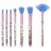 Makeup Brush Set 7 Pcs Makeup Brushes Crystal Glitter Make Up Brushes Cute Synthetic Bristles Make Up Brush Set for Eyeshadow Blush Concealer Lipstick Foundation Application (Blue)
