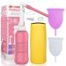 2pcs Menstrual Cup + 2IN1 450ml Perineal Irrigation Perineal Douche,15oz Portable Bidet Peri Bottle with Water Seal Cap Waterproof Bag 2Product Female Care