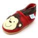 Dotty Fish Soft Leather Baby Shoes for Boys. Toddler Shoes. Non Slip. Animal Designs for Boys and Girls. 0-6 Months - 4-5 Years 4-5 Years Red Monkey