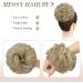FESHFEN Synthetic Wavy Curly Hair Bun Scrunchie in Pale Golden Blonde & Bleach Blonde - Updo Hairpiece for Women, Girls, Kids - 38g - Buy Online on GoSupps.com