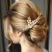 Handcess Bridal Wedding Hair Comb Gold Pearls Hairpiece Leaf Bridal Side Combs Wedding Hair Accessories for Women and Girls - Buy Online on GoSupps.com