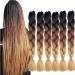 Braids Extensions Brown 6 pieces ombre jumbo braid Synthetic 24 inch Kanecalon Kunsthaar Braun for Box Braids Crochet Hair Hair for browning brown (black-dark brown-bright brown) Ombre Dark Brown