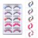 Halloween Cosplay Eyelashes Set - 5 Pairs Faux Mink Blue Pink Colorful Eyelashes for Costumes and Parties - Buy Online on GoSupps.com