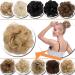 Dark Blonde to Ash Blonde Messy Updo Hairpiece Scrunchie - Curly Hair Bun Extension - Buy Online on GoSupps.com