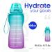Fidus 64oz Motivational Water Bottle with Time Marker & Straw - BPA Free Half Gallon Water Jug for Fitness & Sports - Green/Purple Gradient - Buy Online on GoSupps.com