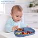 Happy T Baby Silicone Suction Plate with Lid | Toddler Self Feeding Plate | 3 Compartment Divided Dishes | Microwave & Dishwasher Safe | Non-Slip | Unbreakable | Blue - Buy Online on GoSupps.com