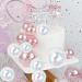 Balls Cake Toppers Bubble Balls Cupcake Cake Insert Topper Set for Wedding Anniversary Mother's Day Birthday Party Decoration Supplies 16Pcs Pink