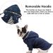 Minezi Waterproof Dog Coat with Zipper & Reflective Buttons | Adjustable Strap & Removable Hood | XS (38-42cm) - Dark Blue - Buy Online on GoSupps.com