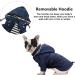Minezi Waterproof Dog Coat with Zipper & Reflective Buttons - Adjustable Shoulder Strap Removable Hood Dark Blue Size L (Chest: 60-69cm) - Buy Online on GoSupps.com