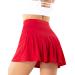Pleated Tennis Skirts for Women with Pockets Build in Shorts Golf Skort High Waisted Sport Athletic Running Activewear A-dark Red Medium