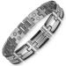 RainSo Magnetic Bracelet for Men Stainless Steel Doulbe Row Twist Braided Pattern Wristband 3500 Guass with Gift Box Adjustable (Black Silver)