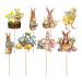 Easter Bunny Ear Cupcake Toppers 24pcs Easter Cake Inserts Bunny Easter Party Cake Decoration Inserts Cartoon Cupcake Picks for Photo Wall Photo Booth Background Candy Box