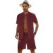 COOFANDY Men's 2 Piece Linen Set - Band Collar Shirt and Shorts Beach Sets in Wine Red - XX-Large - Buy Online on GoSupps.com