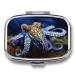 Pill Box Blue Ringed Octopus Print 2 Compartment Medicine Pill Case Pill Organizer Decorative Metal Portable Pill Box for Pocket Or Purse