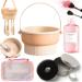 3-in-1 makeup brush cleaning mat multifunctional drying basket with handle silicone cleaner matt cleaner sponge 150ml professional make-up brush cleaner (yellow)