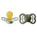BIBS Supreme Baby Pacifier 2-Pack | Made in Denmark | BPA Free Dummy Soother Symmetrical Nipple. Natural Rubber Latex Size 2 (6-18 Months) Sage / Hunter Green
