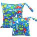 FenFang Wet Bag 2 PCS Wet Dry Bags for Cloth Diapers Nappy Daycare Organiser Storage Bags Waterproof Washable Reusable Zipper Bag (Blue)