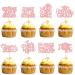 JKQ 32 Pieces 8th Grade Grad Cupcake Toppers Rose Gold Glittery Eighth Grade Graduation Cupcake Decorations 2024 Peace out 8th Grade Cupcake Picks for Middle School Grad Party Cupcake Decorations