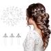 Bride Wedding Crystal Hair Vine Silver Extra Long Pearl and Crystal Beads Bridal Hair Vine Headband Head Pieces Bridal Hair Accessories for Women and Girls