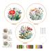 HONYAN 3 Sets Embroidery Starter Kit for Beginners  Cross Stitch Kits for Adults  Stamped Embroidery Kit with Flower Pattern  incude Fabric Embroidery Clothes Embroidery Hoop Flower 3
