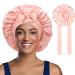 Welrog satin hair hood for women - double -sided satin silk hood to sleep sleep hood hair protect hair hood for the night satin bonnet pink/light pink