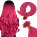 Runature pink hair extensions bonding real hair extensions pink remy keatin extensions bondings u tip extensiosn hot pink hair extension real hair 35cm 14 inch 20g 25 strand 35cm utip#hot pink