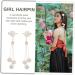 FRCOLOR 1 pair fringe clip womens hair accessories wedding hair barrettes wedding hair accessory shiny pearl hairpin crystal hair barrettes hair clip girl alloy Plush white China - Buy Online on GoSupps.com