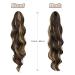 Feshfen 60cm Ponytail Hair Extension - Synthetic Wavy Curly Hair for Women in Dark Brown & Blonde - Buy Online on GoSupps.com