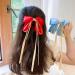 Ribbon Bowknot Hair Clips With Long Tail Hair Bow Barrettes for Cosplay Hair Bow Clip Ribbon Hair Accessories for Girls Women Birthday Christmas Gifts for Daughter Sister
