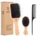 Boar Bristle Hair Brush and Comb Set for Women Men Kids  Best Natural Wooden Paddle Hairbrush and Small Travel Styling Brush for Wet or Dry Hair Detangling Smoothing Massaging boar bristle hair brush(Upgraded Version)