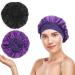 Songaa Sleeping Bonnet for Adult 2 PCS  Soft Breathable Sleep Cap with Elastic Strap  Polyester Silk Bonnet for Men & Women Black Purple Black+purple - for Adult