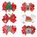 FRCOLOR 6Pcs Christmas Hair Clips Christmas Tree Hat Santa Elk Hair Bows Hairpins Barrette Christmas Gifts for Girls