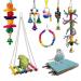 Bebester Bird Chewing Toys 8Pieces Bird Parrot Toys Bird Hanging Bell Toy Hanging Colorful Swing Chewing Toy Bells Ladder Swing for Small Parrots Macaws Parakeets Conures Cockatiels Love Birds